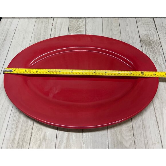 Vtg Tracy Porter “Jolly Ol Snowy” Red Serving Plater 13x 9”  Holiday Decor - Picture 2 of 5